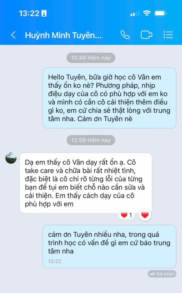 Phản hồi học viên Tiếng Trung Thực Hành