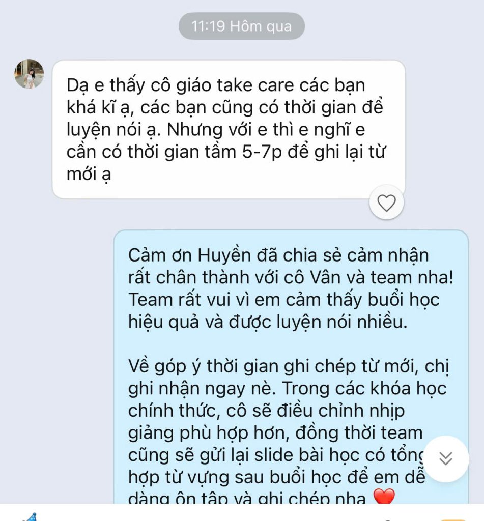 Phản hồi học viên Tiếng Trung Thực Hành